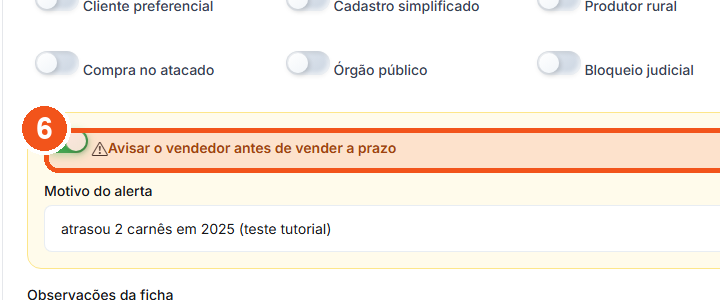 Cliente já atrasou? Ligue Avisar o vendedor.