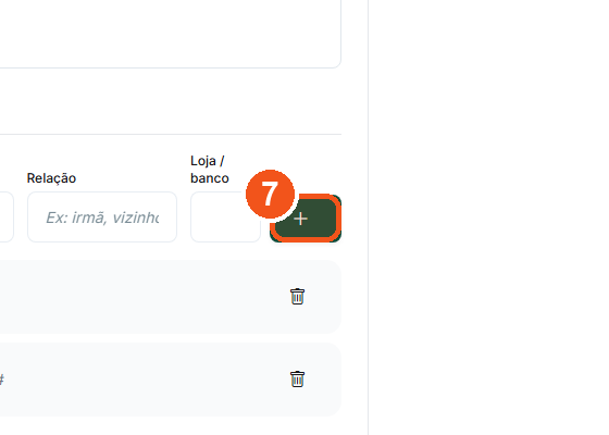 Em Referências, preencha a linha e clique no +.