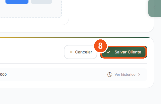 Clique em Salvar Cliente, no topo da página.