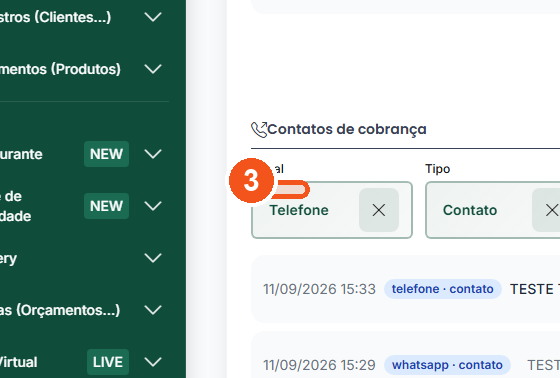 Ligou para cobrar? Escolha o Canal do contato.