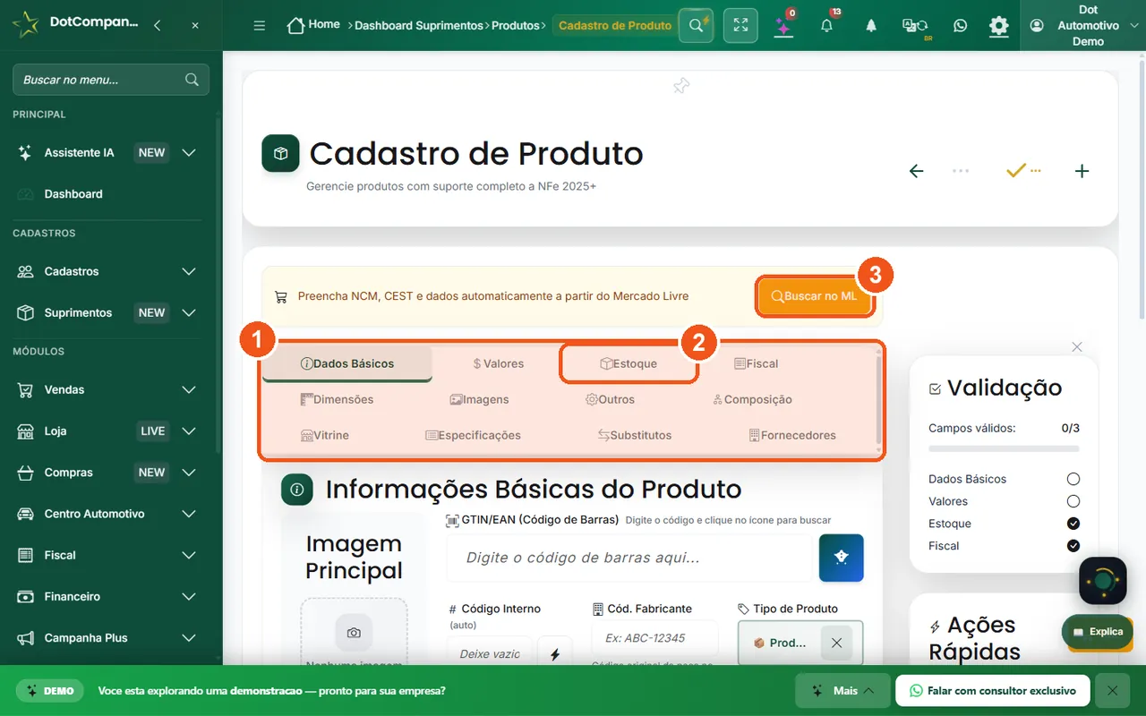 Cadastro de peça com aplicação por modelo de veículo
