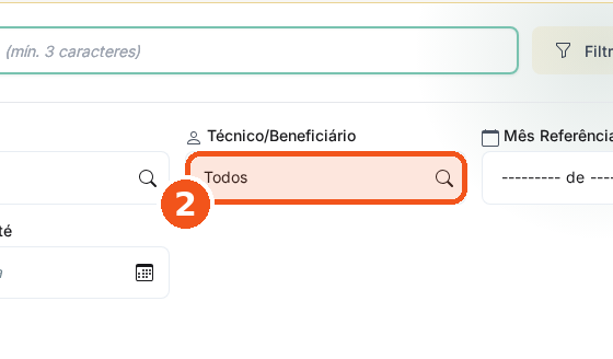 Em Técnico/Beneficiário, digite o nome e tecle Enter.