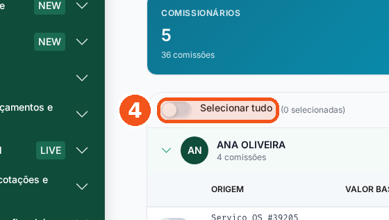 Marque Selecionar tudo, ou só as linhas que vai pagar.