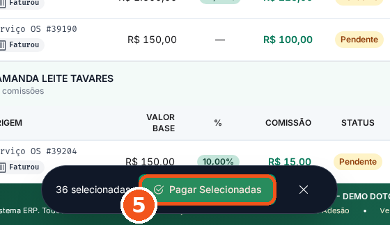 Clique em Pagar Selecionadas.