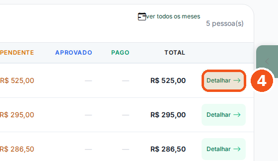 Clique em Detalhar na linha da pessoa.