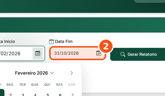 Em Data Fim, digite o último dia.