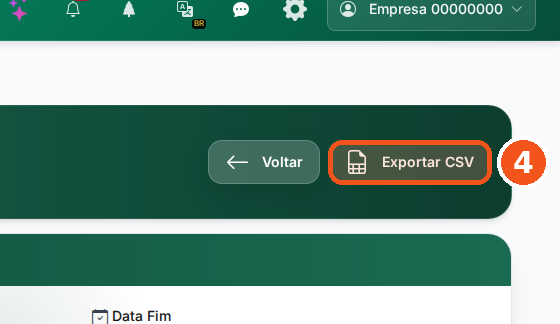 Para abrir no Excel, clique em Exportar CSV.