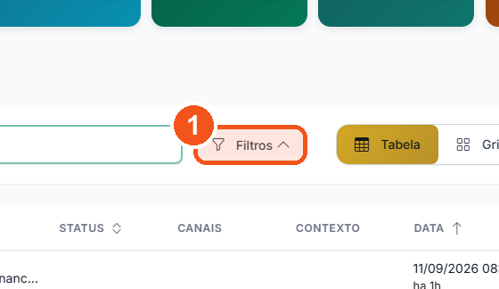 Clique em Filtros, ao lado da busca.