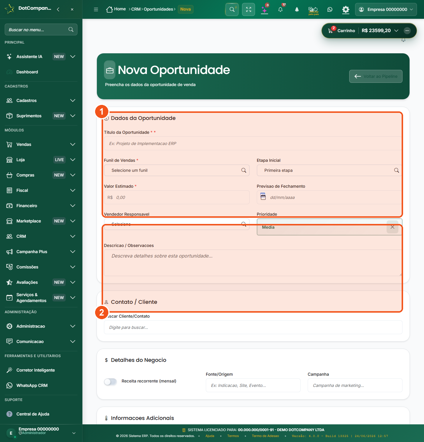 Formulário de nova oportunidade