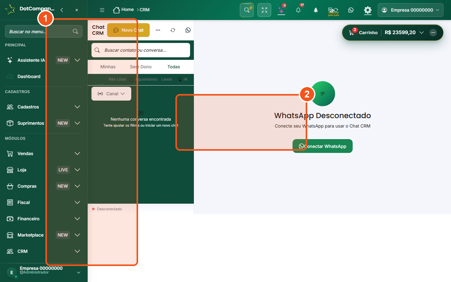 Chat integrado do CRM
