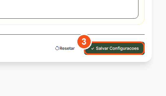 Clique em Salvar Configuracoes.