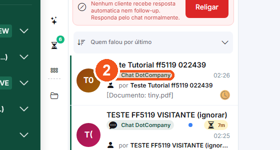 Clique numa conversa com o selo Chat DotCompany.