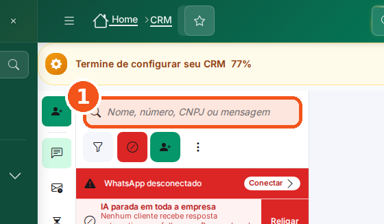 Digite o nome do cliente na busca, no alto da lista.