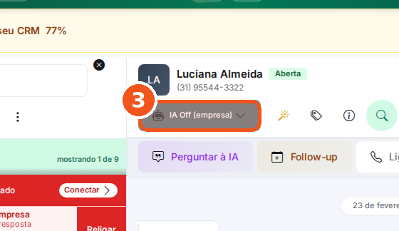 Clique no botão da IA, no alto da conversa.