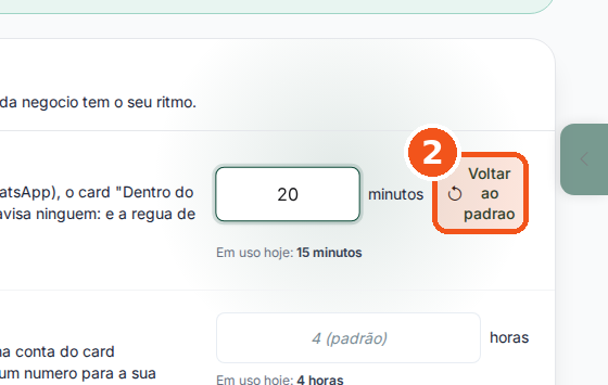Só se mudar de ideia: clique em Voltar ao padrão, ao lado do campo.