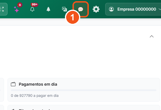 Clique no balão de conversa, no canto de cima, à direita.