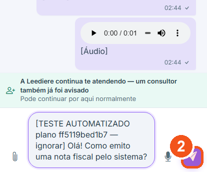 Toque na setinha para enviar.