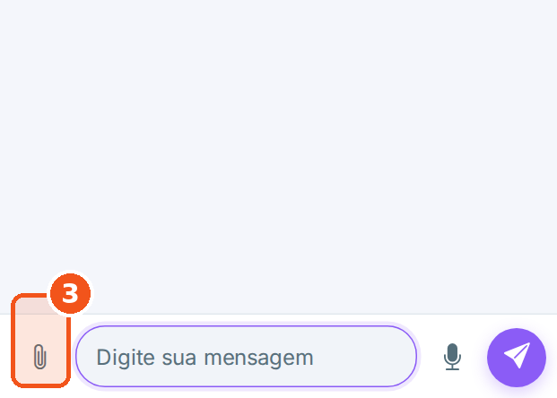 Para mandar foto, vídeo ou arquivo, toque no clipe.