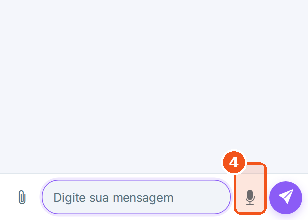 Para mandar um áudio, toque no microfone e fale.