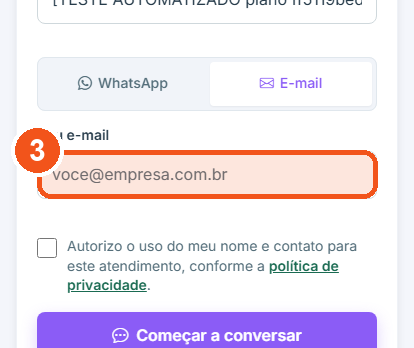 Digite o seu contato.