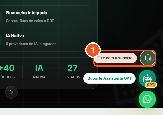 No site, clique em Fale com o suporte, no canto de baixo, à direita.