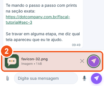 Confira a prévia e toque na setinha roxa para enviar.