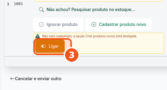 Só se precisar: no aviso Não será cadastrado, clique em Ligar.