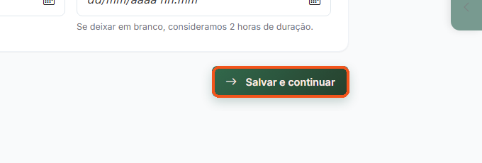 Clique em Salvar e continuar.