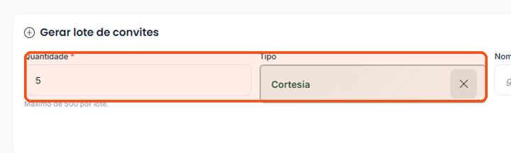 Digite a Quantidade e escolha o Tipo (Cortesia).