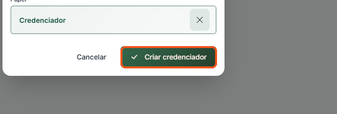 Clique em Criar credenciador.