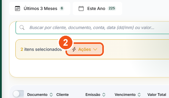 Clique em Ações, no topo da lista.