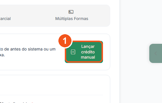 Na tela de quitação, clique em Lançar crédito manual.