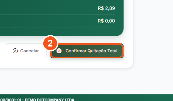 Clique em Confirmar Quitação Total.