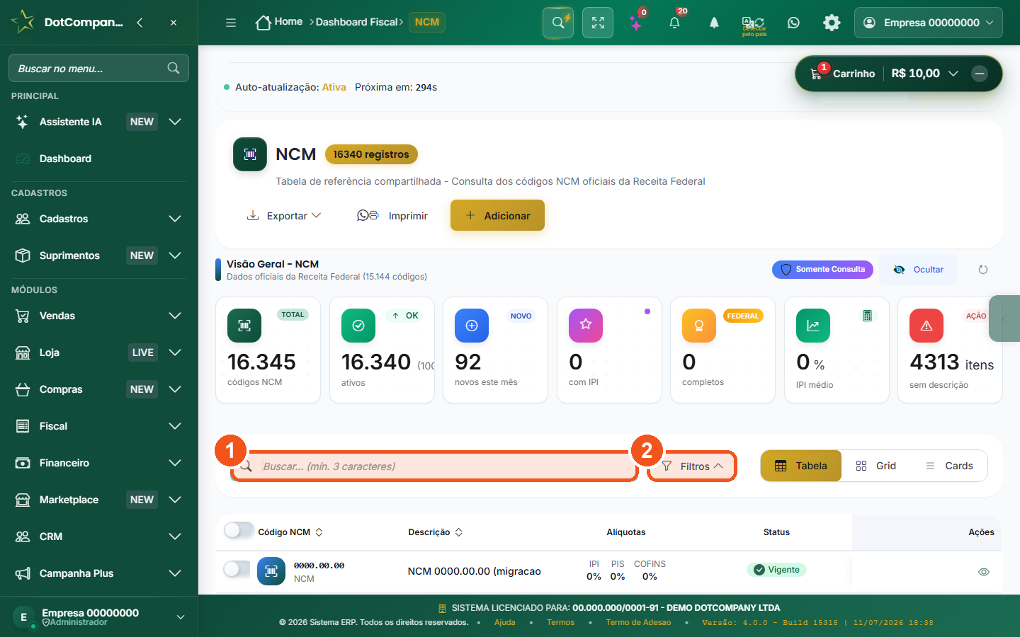 Consulta NCM com tabela oficial da Receita