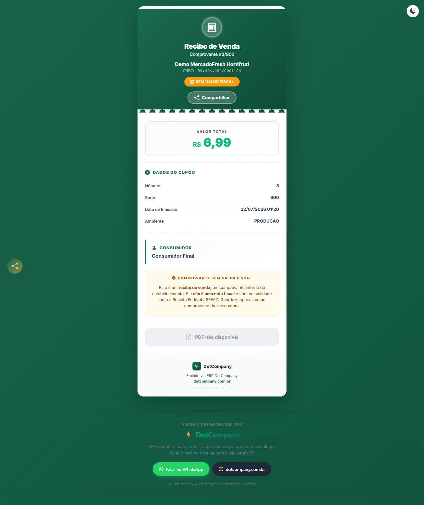 Recibo publico marcado como SEM VALOR FISCAL, sem chave nem SEFAZ