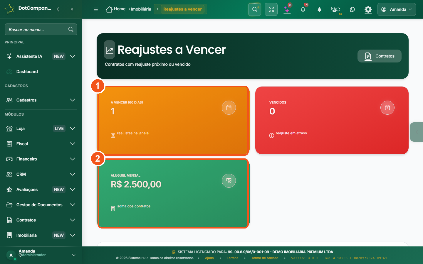Reajustes a vencer