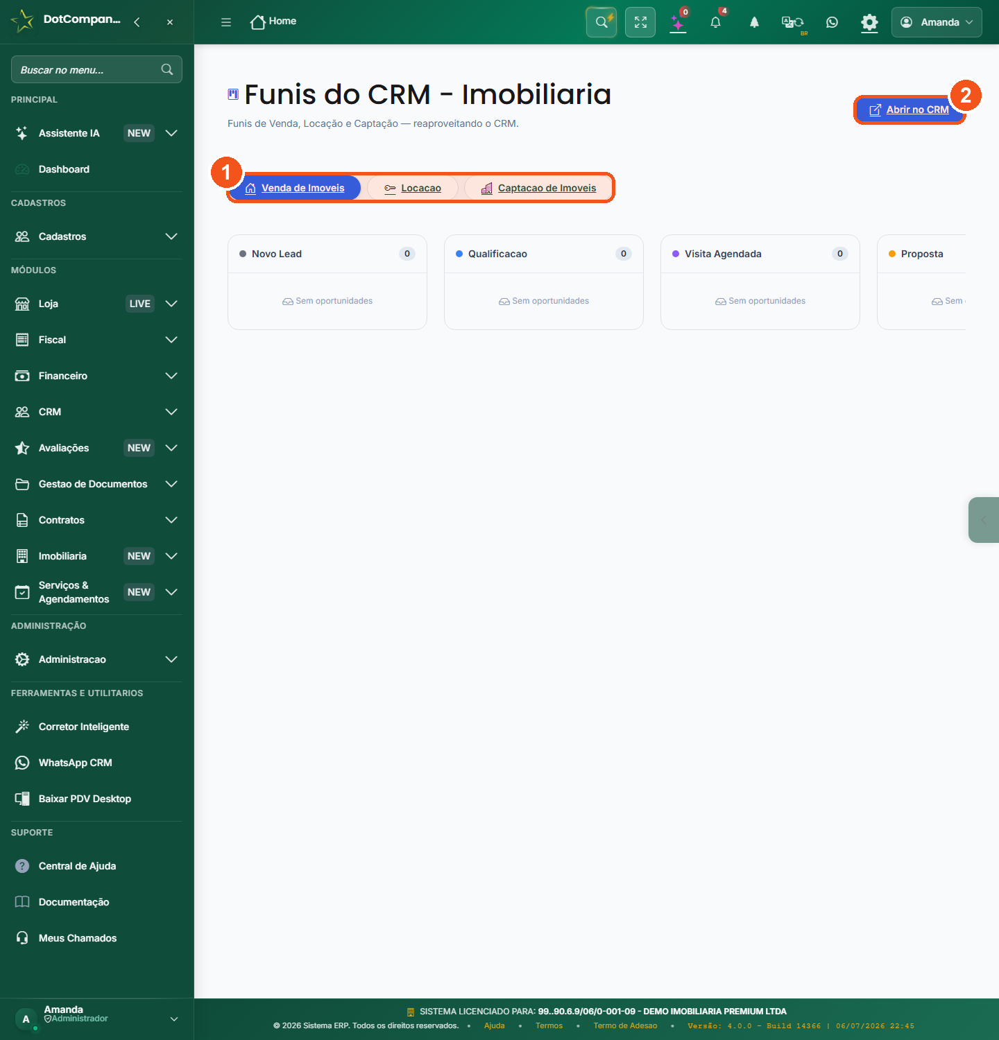 Funil de vendas em kanban