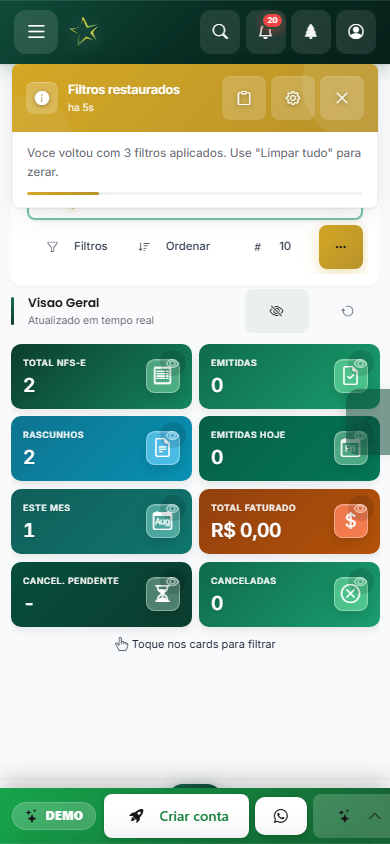 Lista de NFS-e vista no celular
