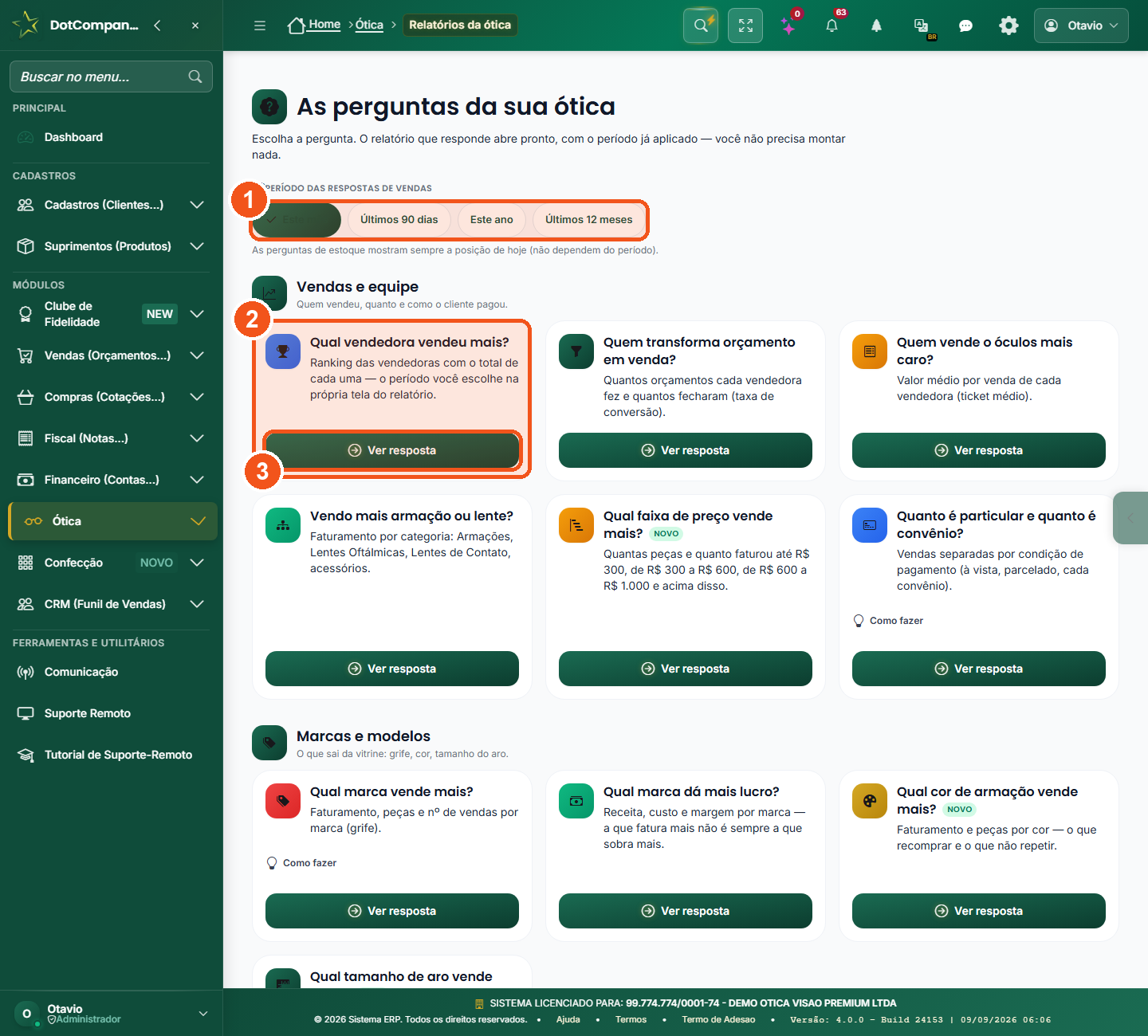 Relatórios da ótica - as perguntas da sua ótica