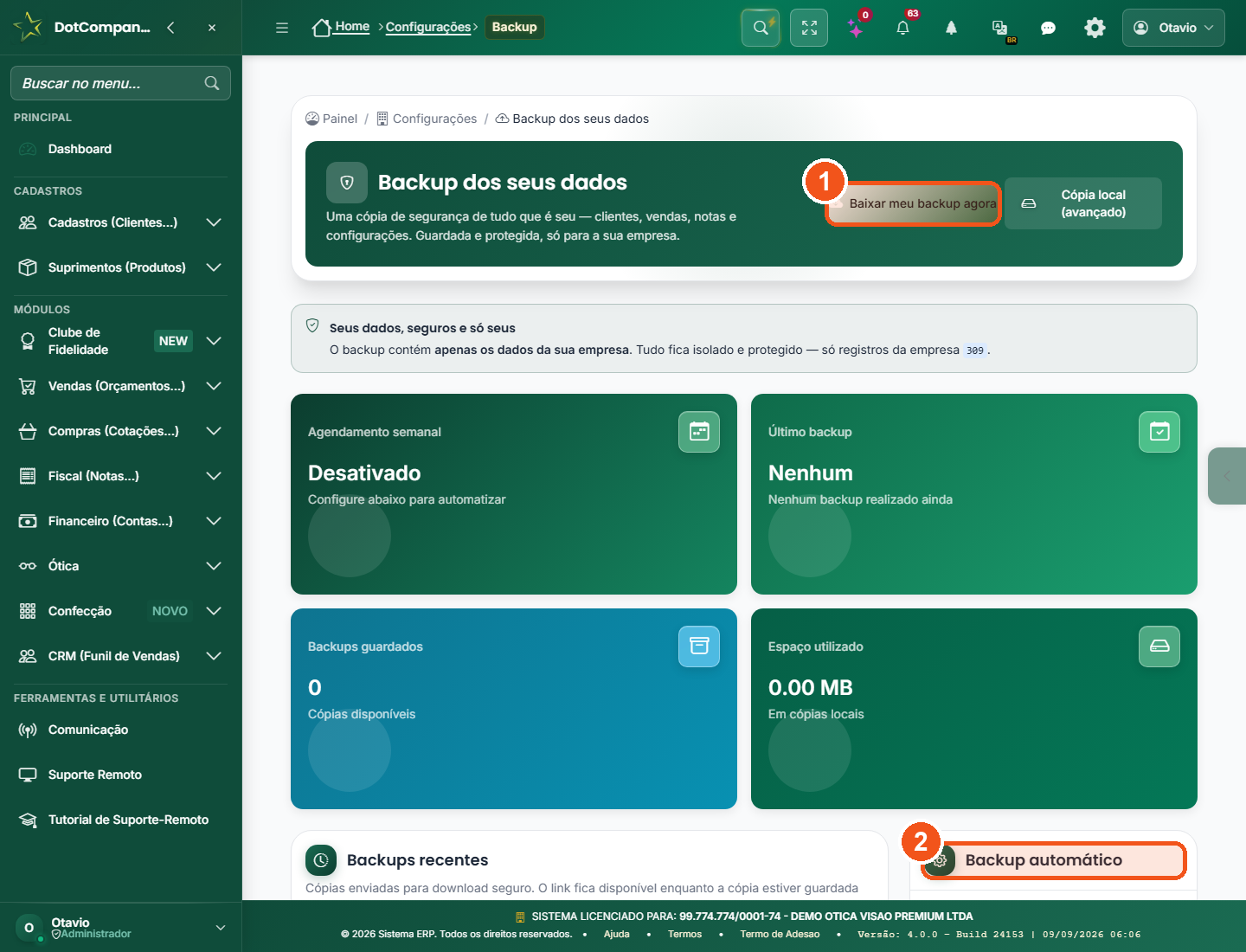 Backup dos seus dados