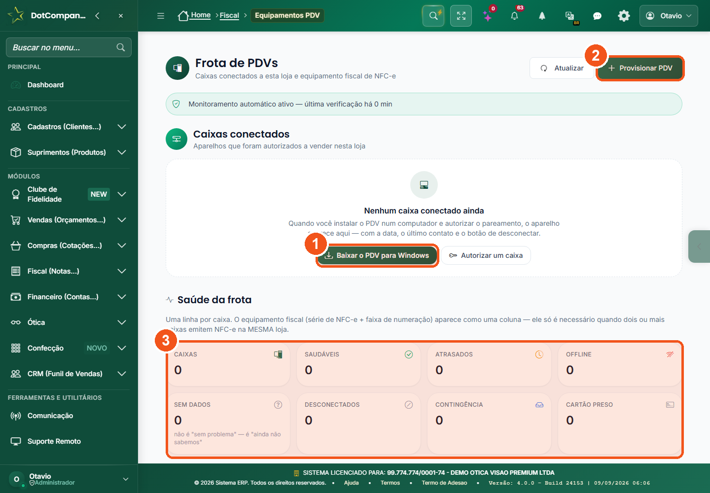 Frota de PDVs e equipamentos