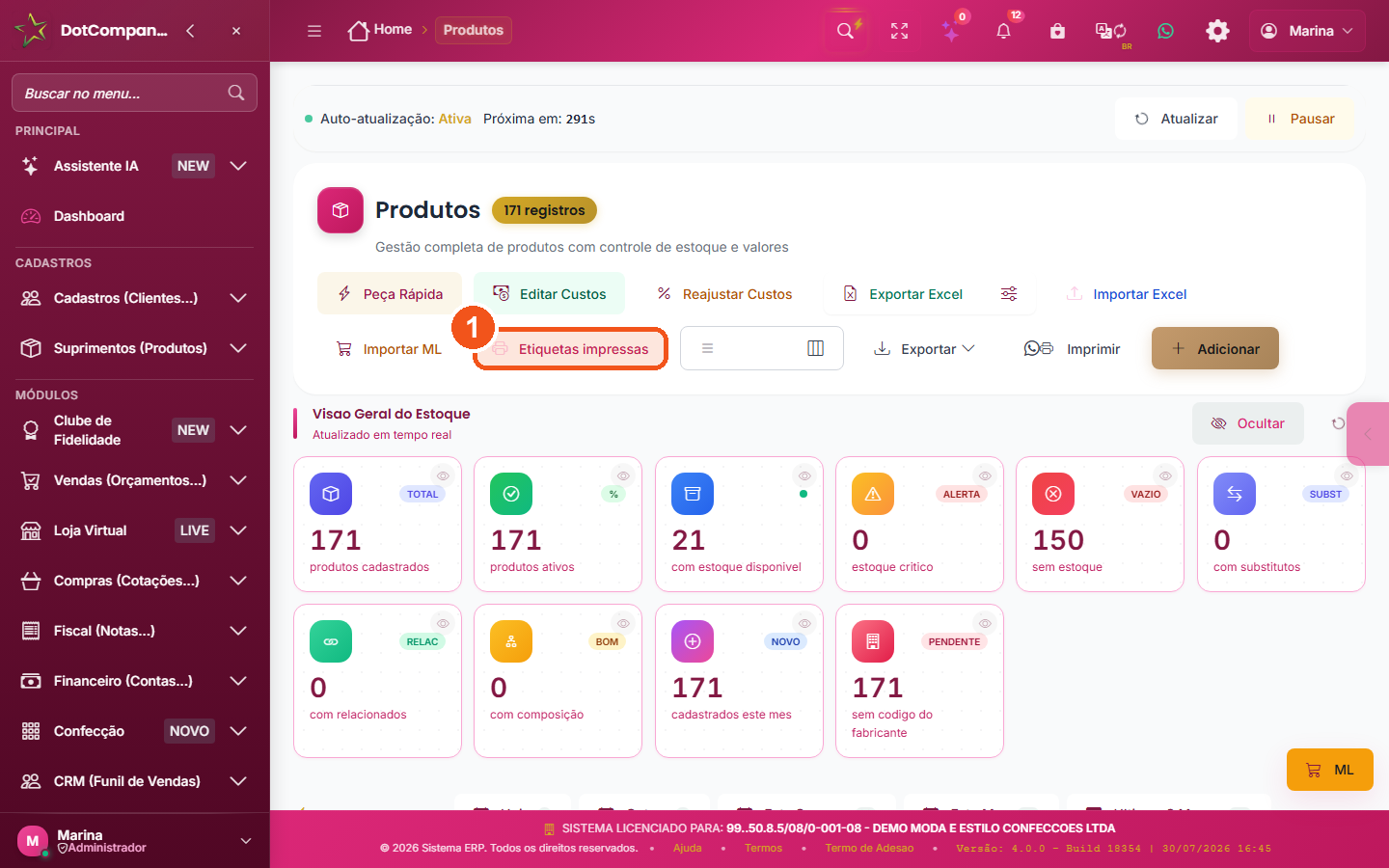 Lista de Produtos