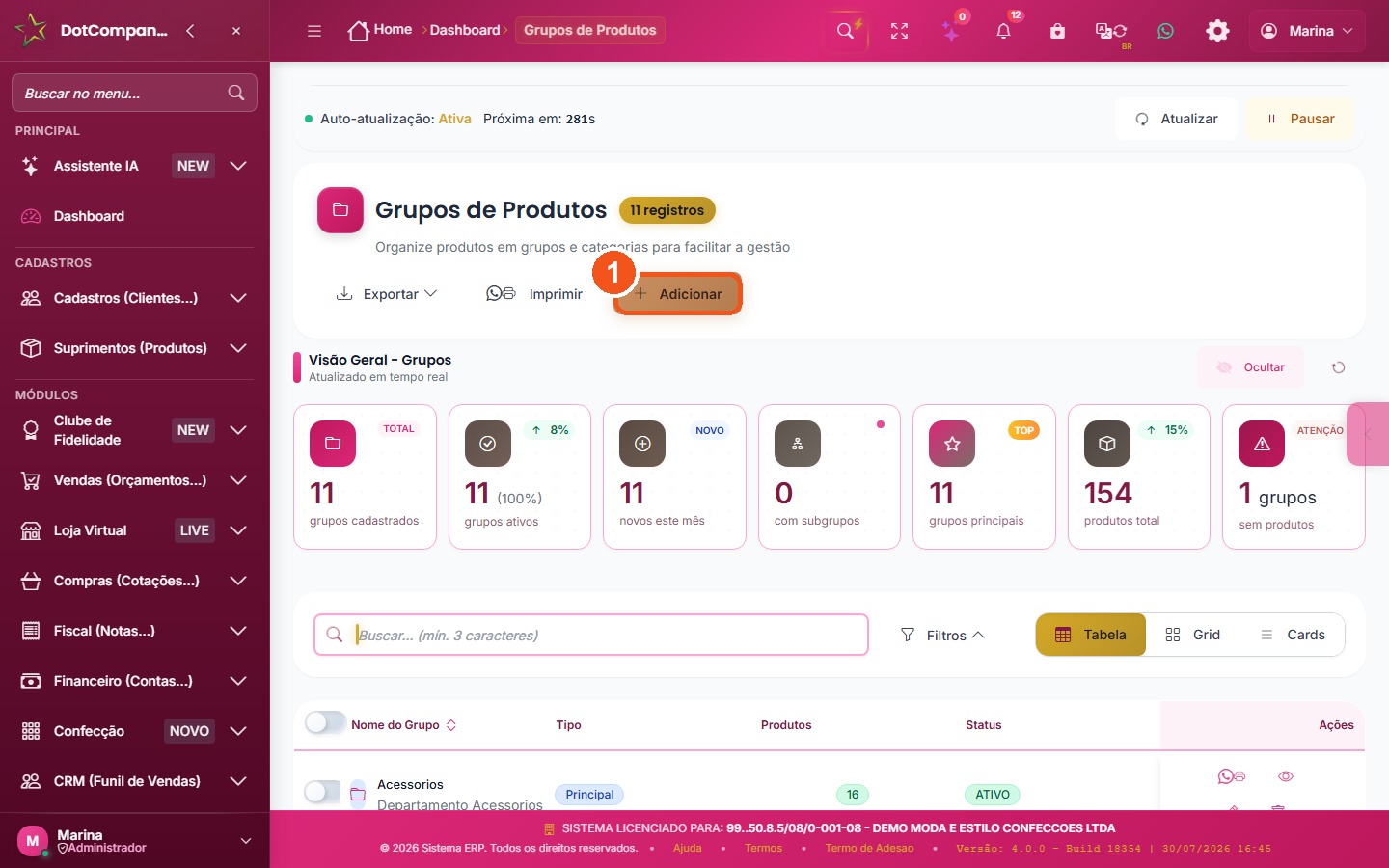 Grupos de produtos