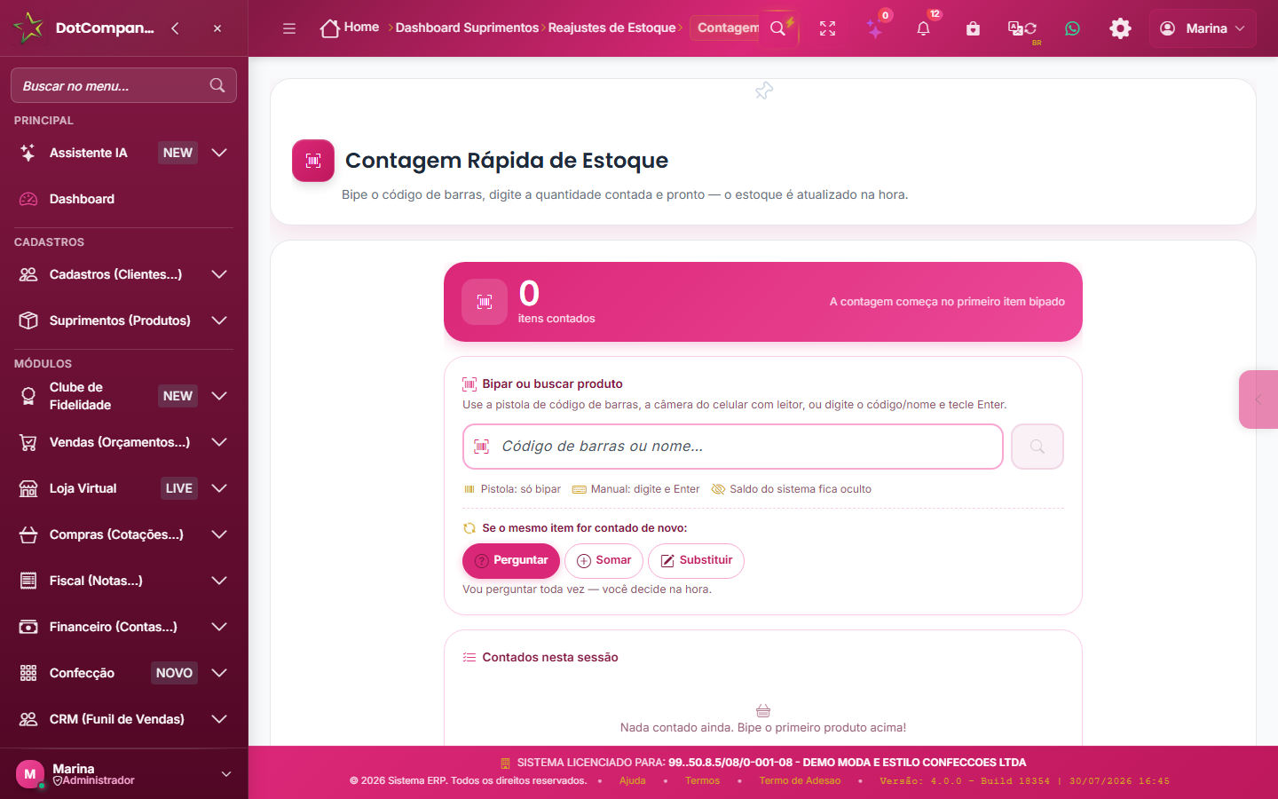 Contagem Rápida de Estoque