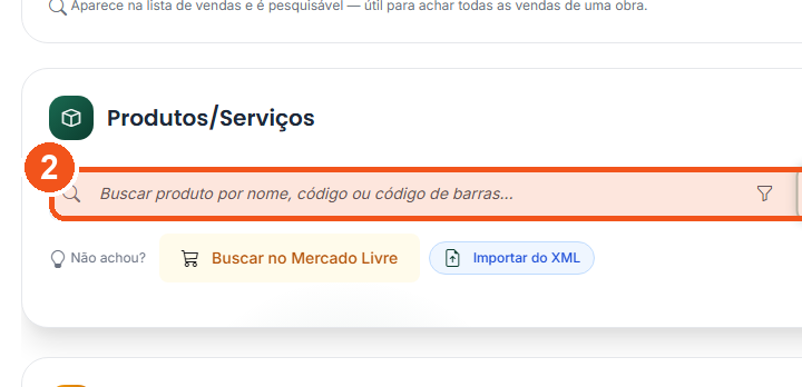Digite o nome do produto na barra Buscar produto.