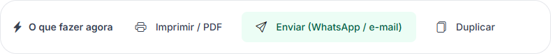 Barra O que fazer agora no orçamento salvo