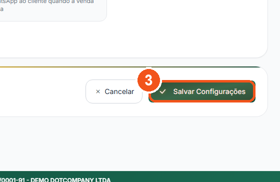 Clique em Salvar Configurações.