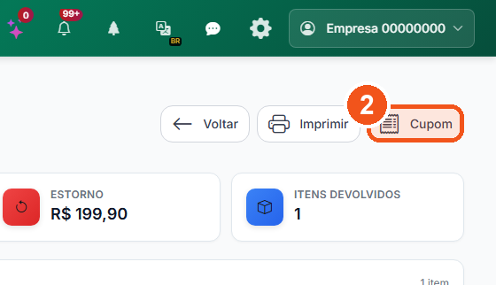 Para a impressora térmica, clique em Cupom.