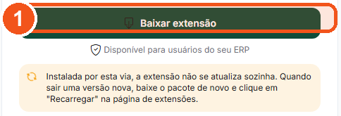 Botão Baixar extensão, disponível para usuários do seu ERP